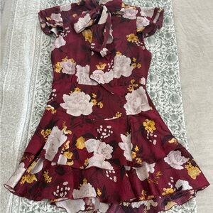 Alice + Olivia Red and White Floral Dress